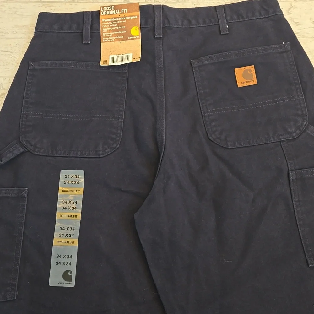 NWT Carhartt Mens Loose Fit Washed Duck Work Dungaree Size 34x34 34 Straight - Picture 1 of 10